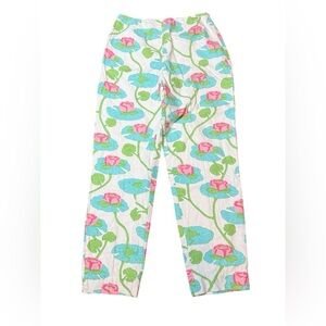 LILLY PULITZER *VINTAGE* 1990s* White & Pink Floral Pants Size 8 Linen Blend